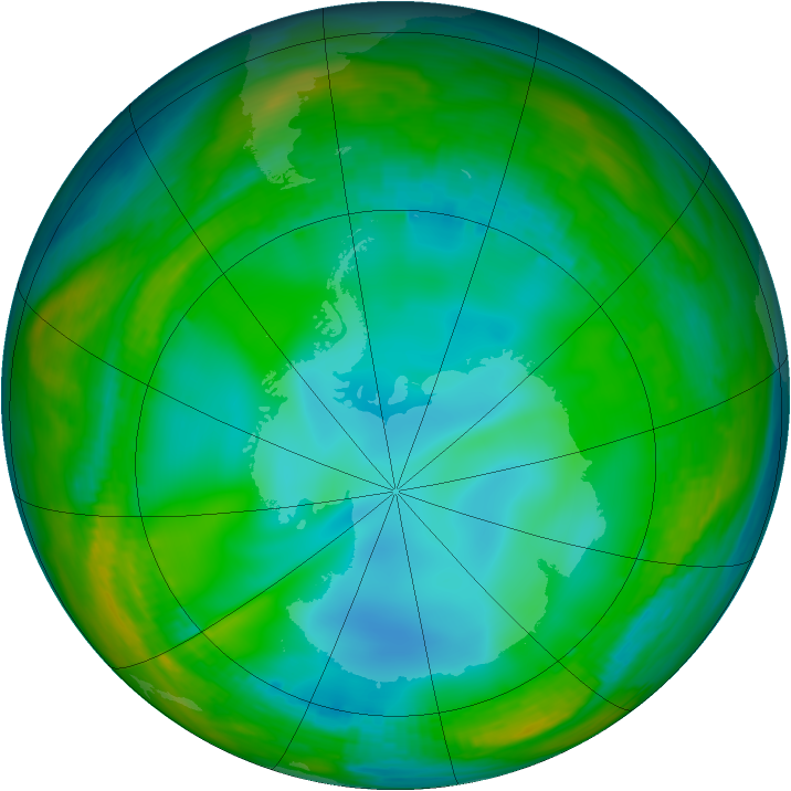 Antarctic ozone map for 27 June 1982